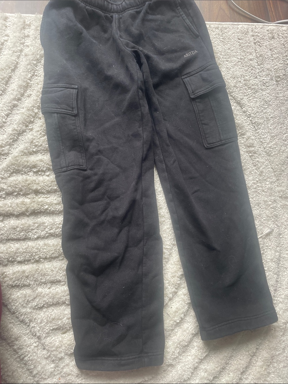 Aritzia Wide Leg Cargo Sweatpants in Black